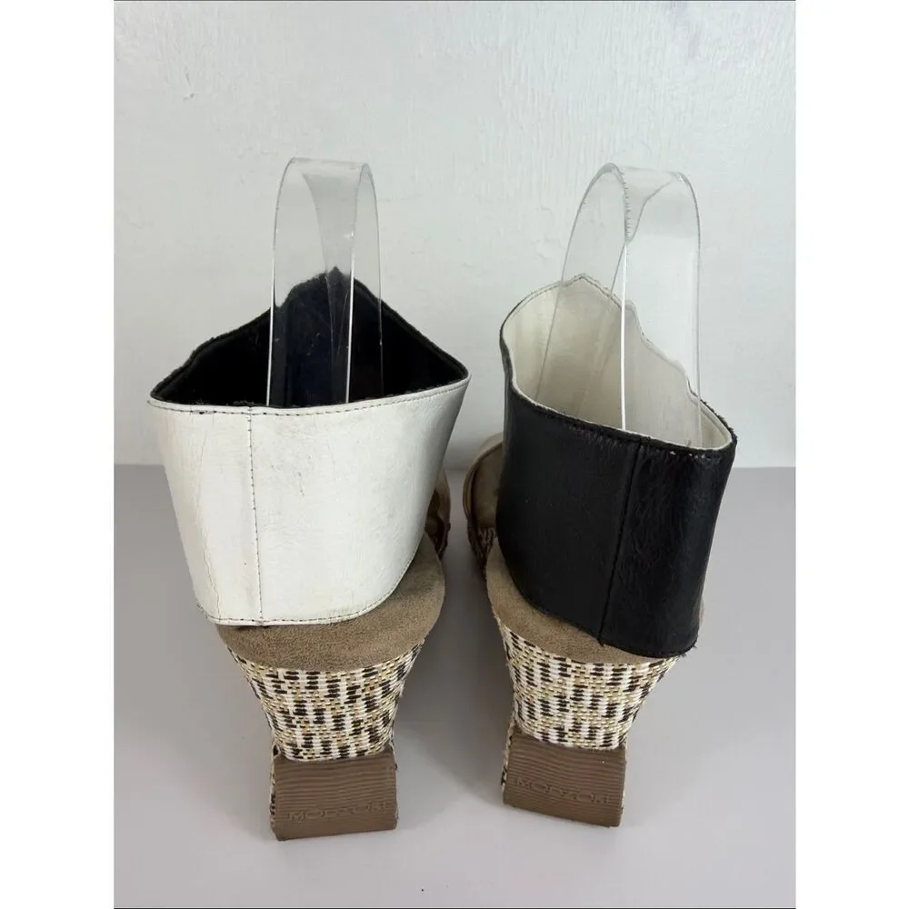 Modzori Virginia 2 Reversible Wedge Sandals Gold Black White Size 6